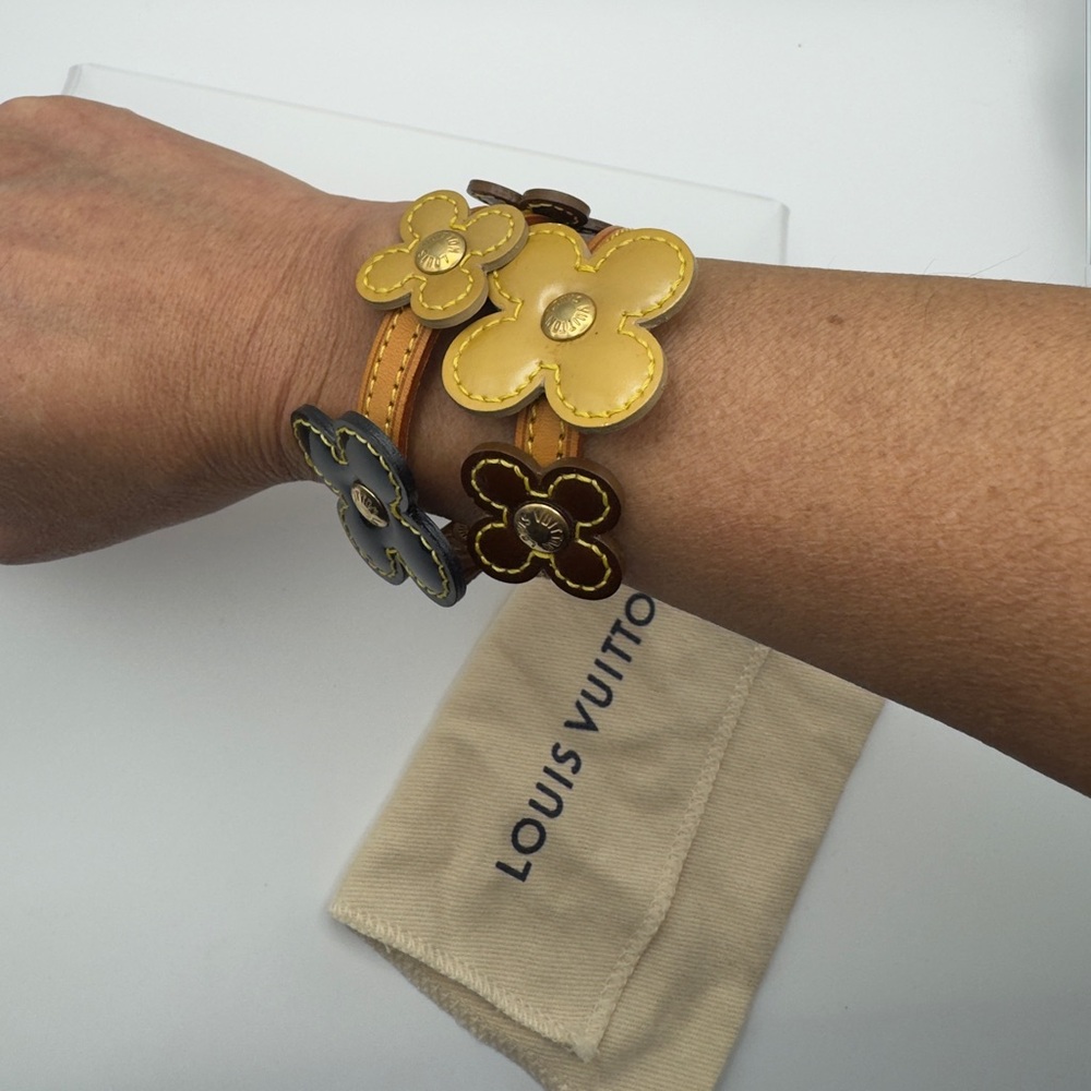 Louis Vuitton Multicolor Vachetta Vernis Fleur wrap bracelet